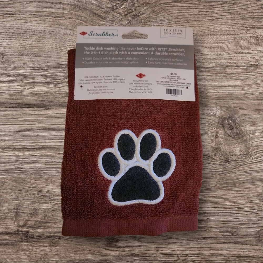 NWT Cream and Brown Scrubber Dish Cloth - 2 Pack (12x12in Each Scrubber) - Picture 2 of 2